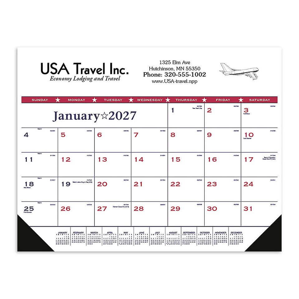 Patriotic Desk Pad Calendar with Vinyl Corners