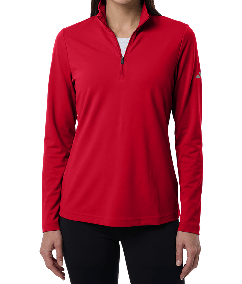 Adidas Women's Lightweight Recycled Quarter Zip Performance Shirt in Power Red