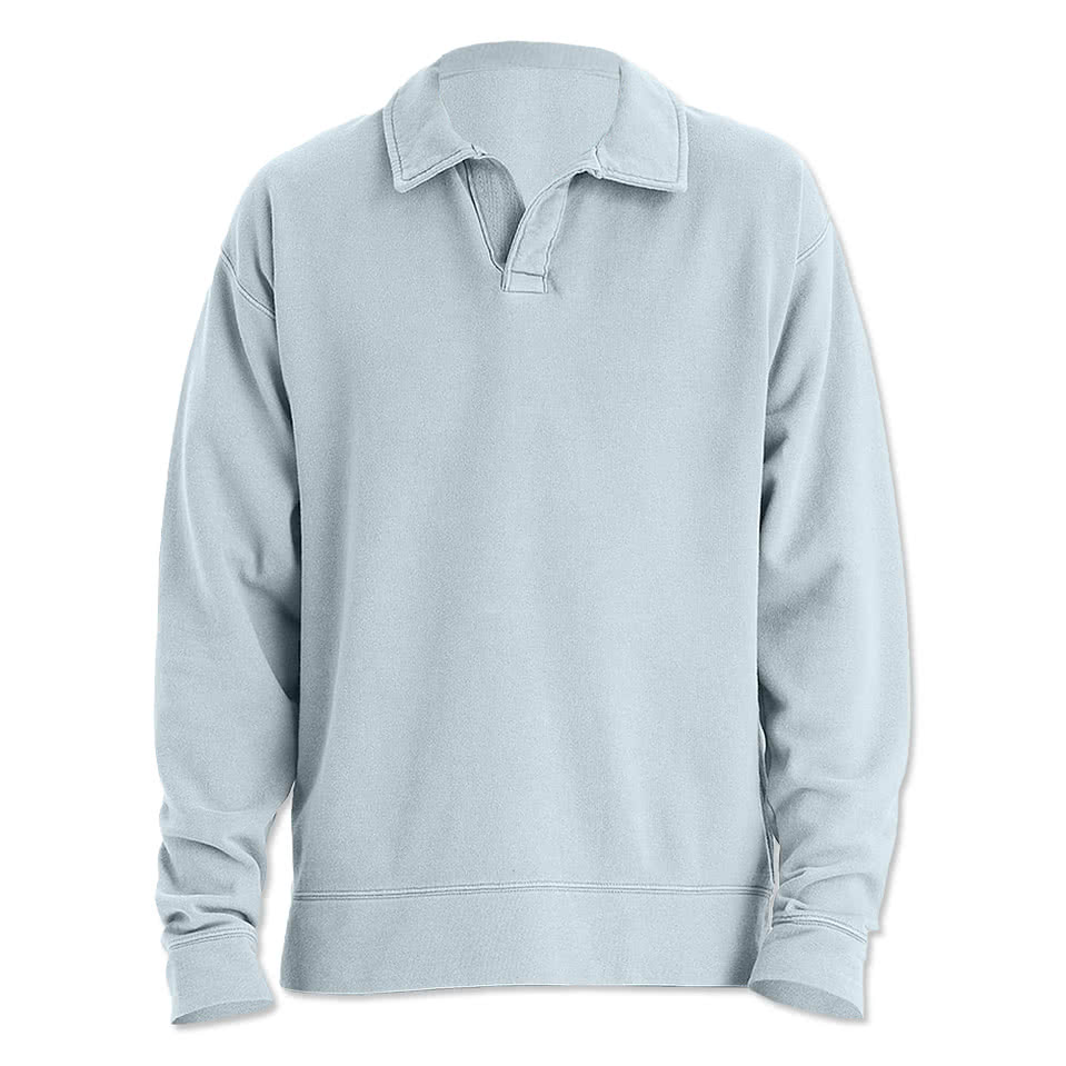 Hanes ComfortWash Garment Dyed Polo Collar Sweatshirt