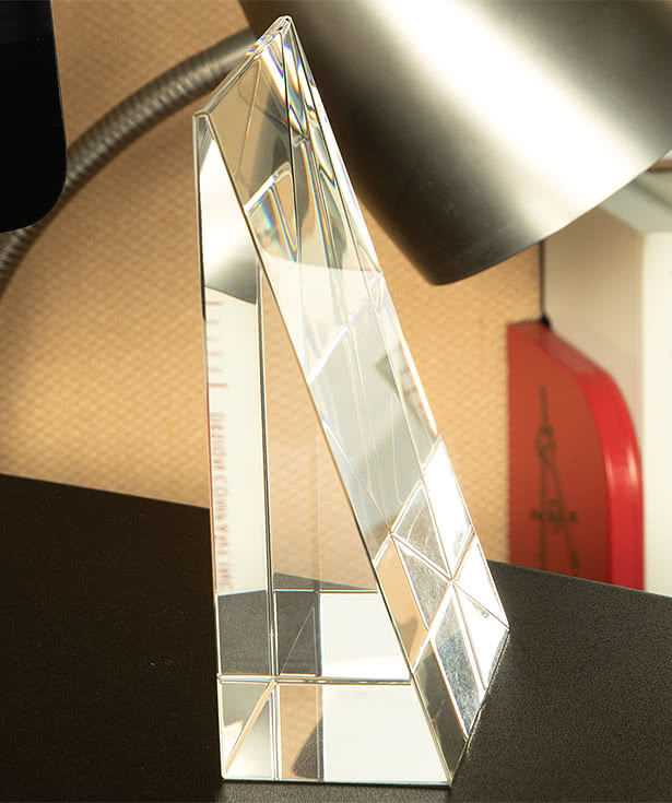 Laser Engraved 6" Glass Wedge Award