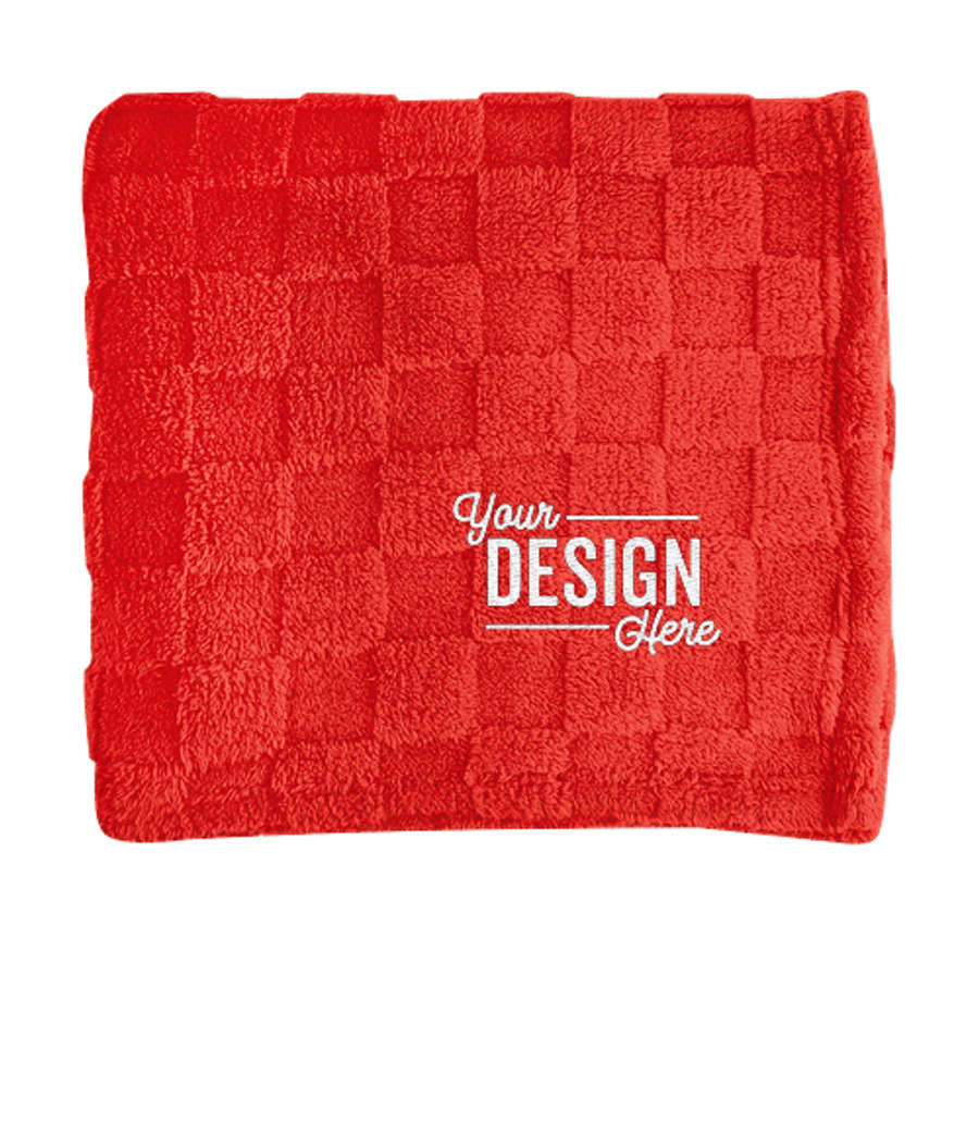 Checkered Recycled Sherpa Blanket in Red