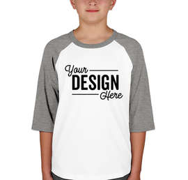 Sport-Tek Youth Raglan T-shirt - Color: White / Heather Grey