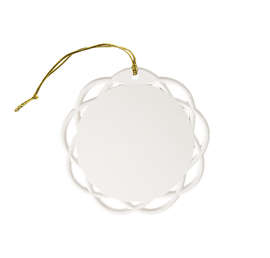Shatterproof Flat Ornament - Color: White with Gold Cord