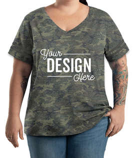 LAT Women's Curvy Varsity V-Neck T-shirt