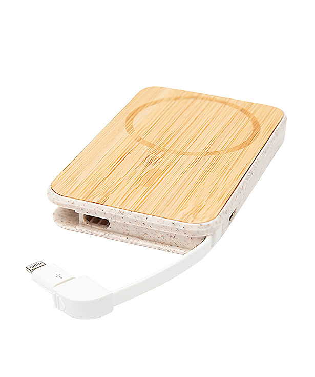 Laser Engraved Mag Max Bamboo 5,000 mAh Portable Power Bank
