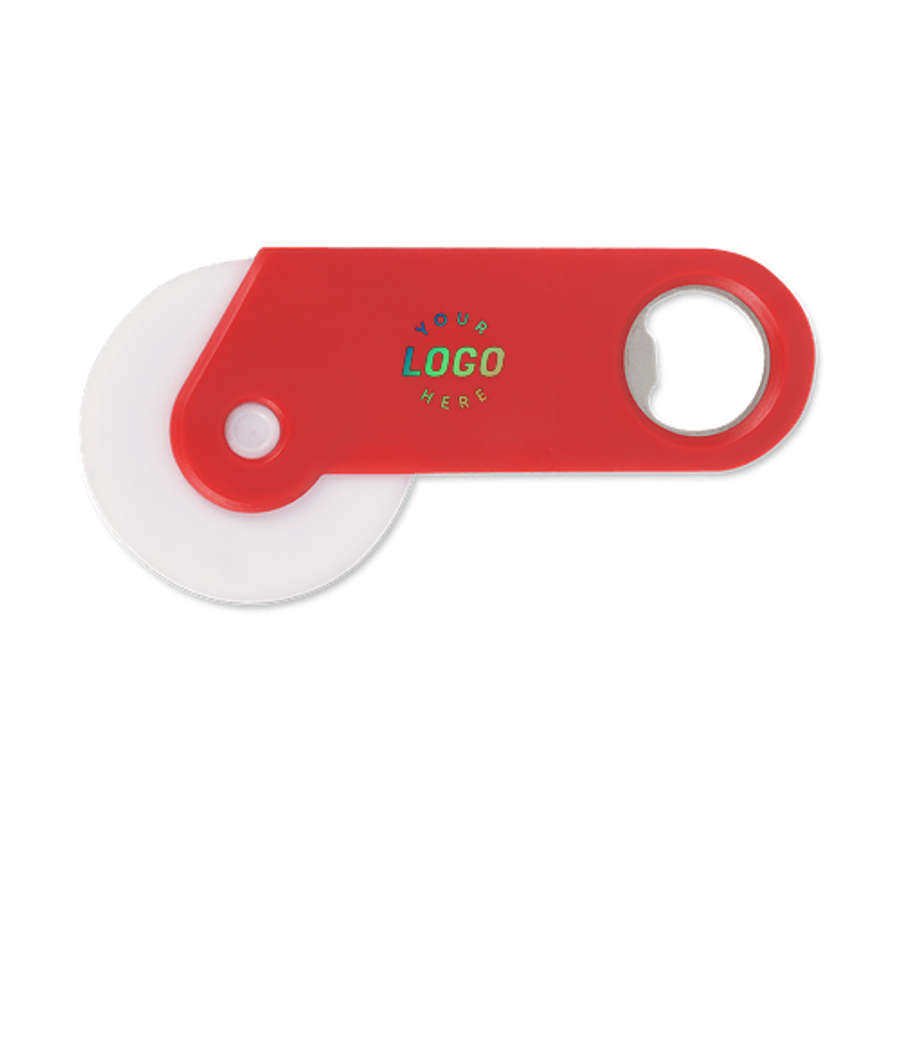 Pizza Cutter with Bottle Opener in Red
