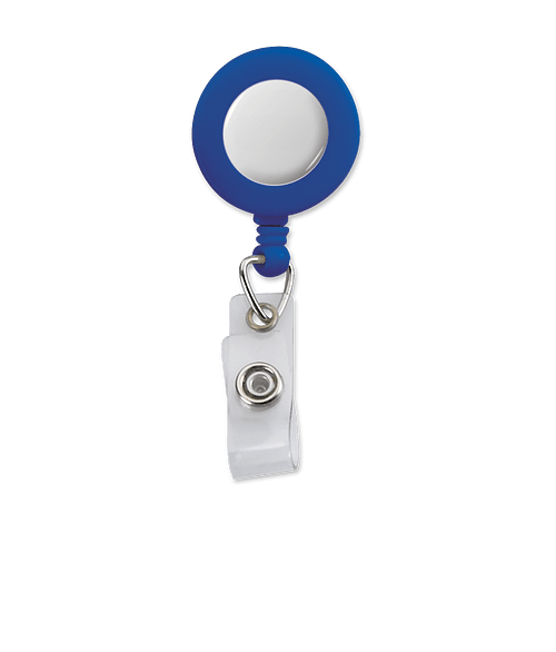 Full Color Retractable Badge Holder with Belt Clip in Royal Blue