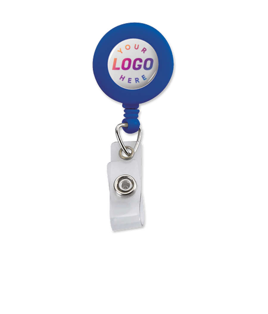 Full Color Retractable Badge Holder with Belt Clip in Royal Blue