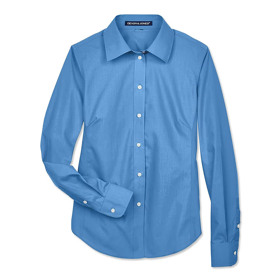 Devon & Jones Women's Crown Collection Broadcloth Woven Dress Shirt - Printed
