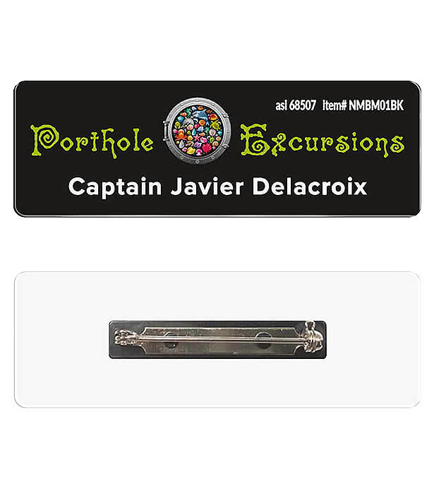 1" x 3" Name Badge - Pin Back