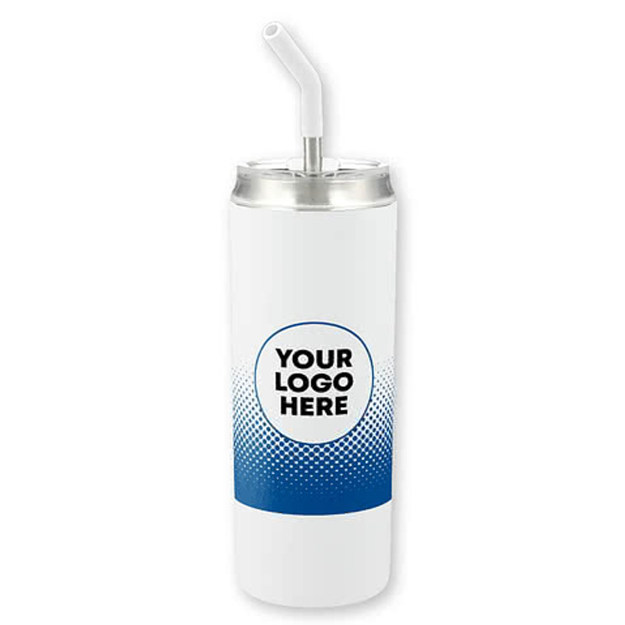 Gradient 20 oz. Marka Copper Vacuum Insulated Tumbler with Straw in White / Blue
