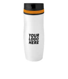 Full Color 14 oz. Persona Wave Trail Vacuum Insulated Tumbler - Color: White / Orange