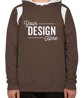 Team 365 Contrast Performance Pullover Hoodie - Color: Sport Dark Brown / White