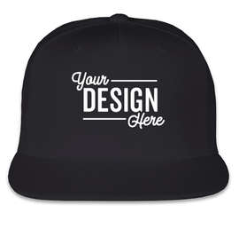 Yupoong Flat Bill Snapback Hat - Color: Dark Navy