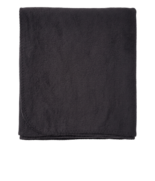 Whip-Stitched Fleece Blanket in Black