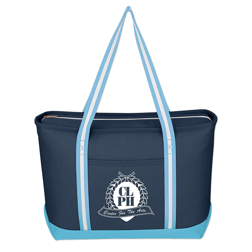 Large Cotton Canvas Admiral Zippered Tote Bag