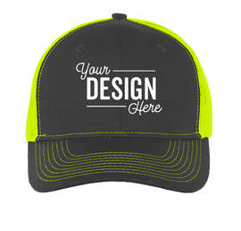 Port Authority Snapback Trucker Hat - Color: Grey Steel / Neon Yellow