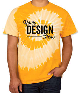 Dyenomite 100% Cotton Two-Tone Spiral Tie-Dye T-shirt - Color: Gold