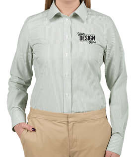 Devon & Jones Women's Banker Stripe Dress Shirt - Color: Dill