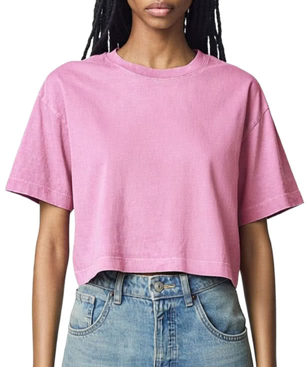 American Apparel Women's Heavyweight Cotton Garment Dyed Cropped T-shirt