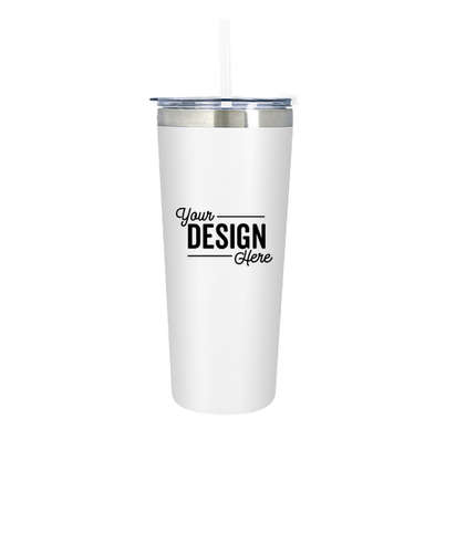 24 oz. Colma Stainless Steel Insulated Tumbler with Straw - White