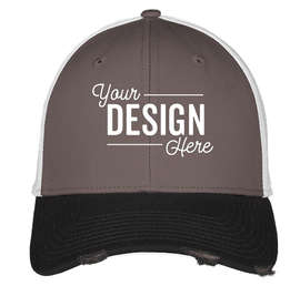New Era 39THIRTY Distressed Stretch Fit Mesh Hat - Color: Black / Graphite / White
