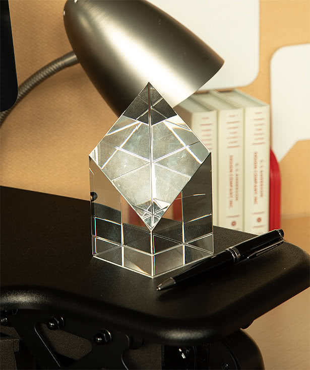 Laser Engraved 5" Glass Diamond Pillar Award