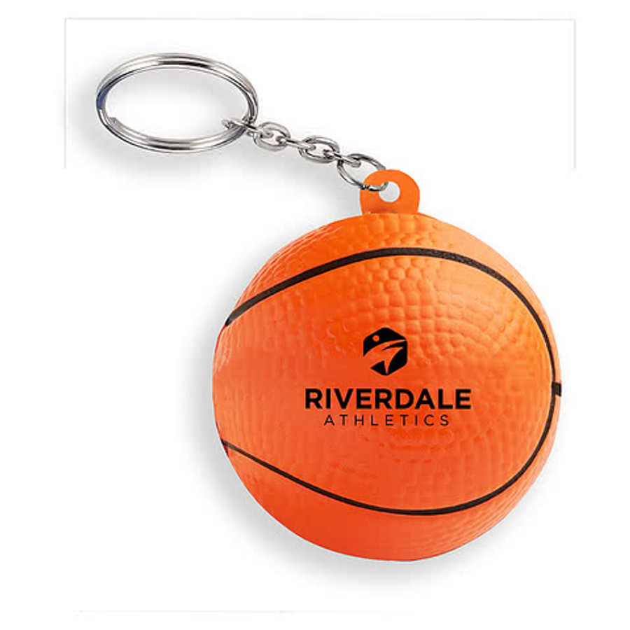 Orange Basketball Stress Reliever Keychain in ORANGE