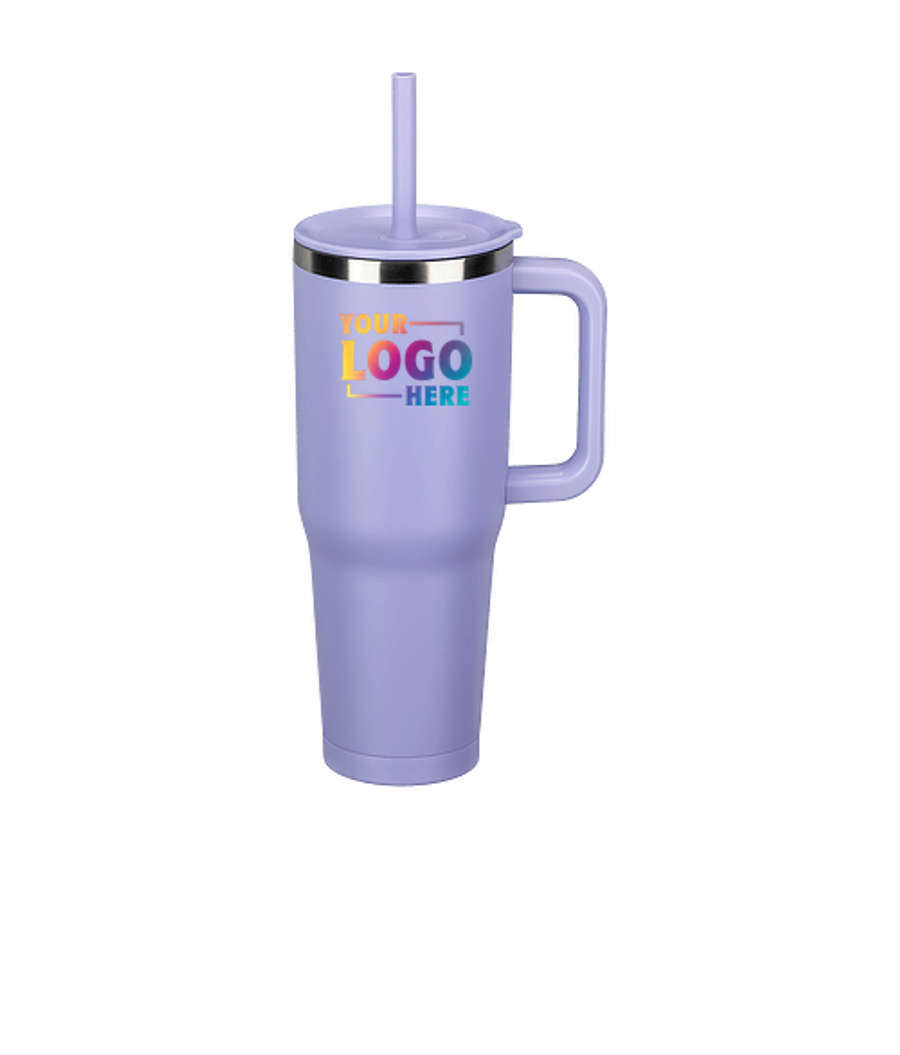 Full Color 40 oz. SENSO Summit Insulated Travel Mug with Straw in Purple