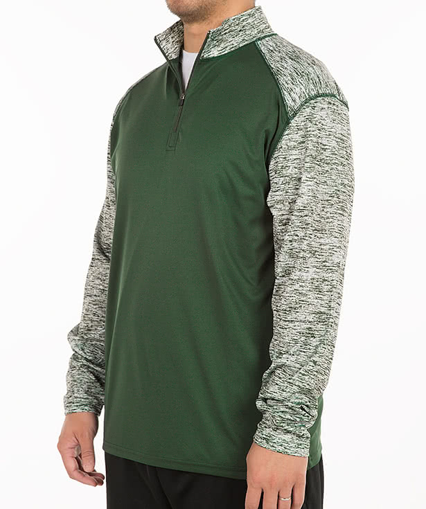 Badger Contrast Melange Quarter Zip Performance Shirt