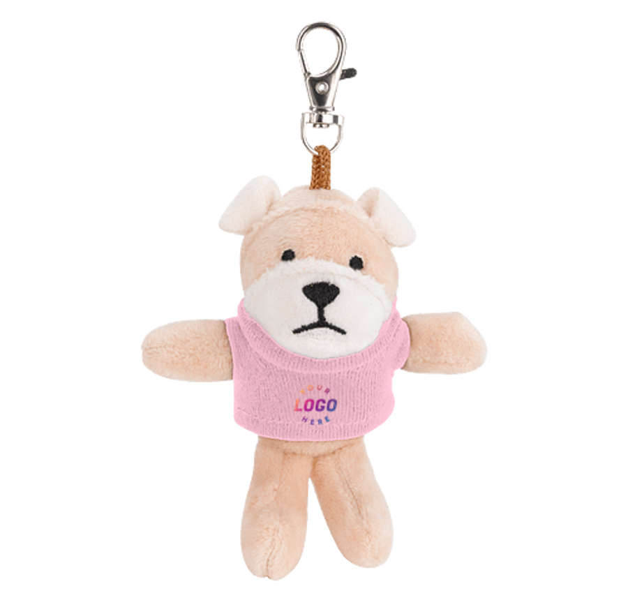 Full Color Wild Bunch 4" Bulldog Plush Animal Keychain in Pink