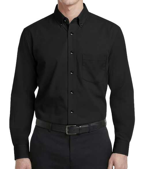 Blue Generation Superblend Poplin Matching Buttons Dress Shirt - Embroidered in Black