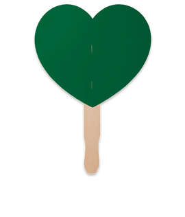 Full Color Heart Shaped Hand Fan - Color: Forest Green