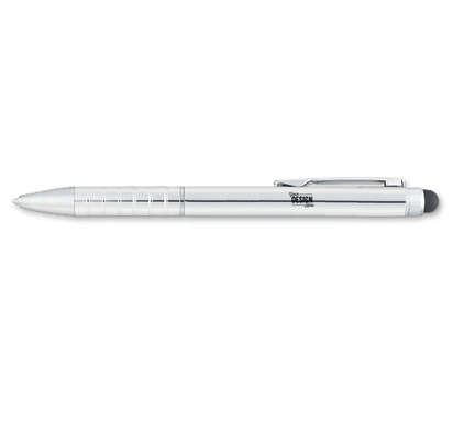 Preston Dual Ballpoint Stylus Pen (blue ink) - Silver