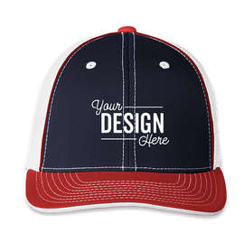 Pacific Headwear Flexfit Trucker Hat - Color: Navy / Red