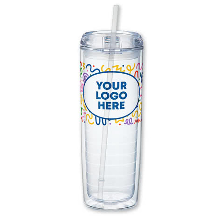 Confetti 24 oz. Mega Vortex Acrylic Tumbler with Straw in Clear / Confetti