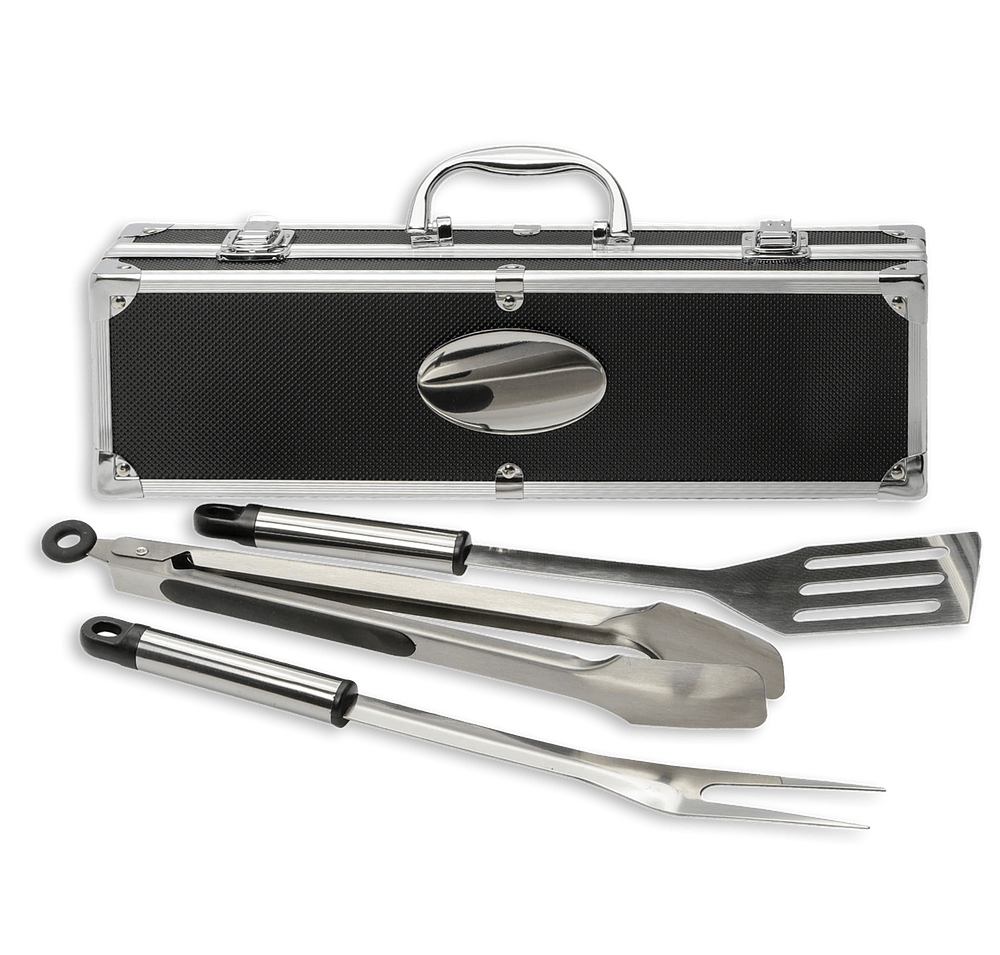 Laser Engraved 3-Piece BBQ Set with Aluminum Case-default