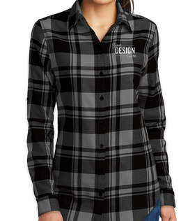 Port Authority Women's Plaid Flannel Shirt - Color: Grey / Black