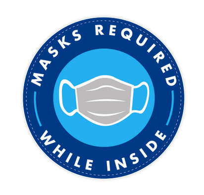 Face Masks Required 12" Circle Floor Decal - Royal Blue