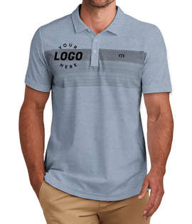 TravisMathew Coastal Chest Stripe Performance Polo - Color: Opal Blue Heather