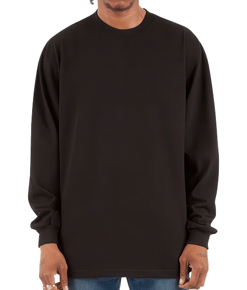 Shaka Wear Max 100% Cotton Heavyweight Crewneck Long Sleeve T-shirt in Black