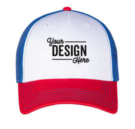 Otto Cap Low Profile Two-Tone Trucker Hat - Color: Red / White / Royal