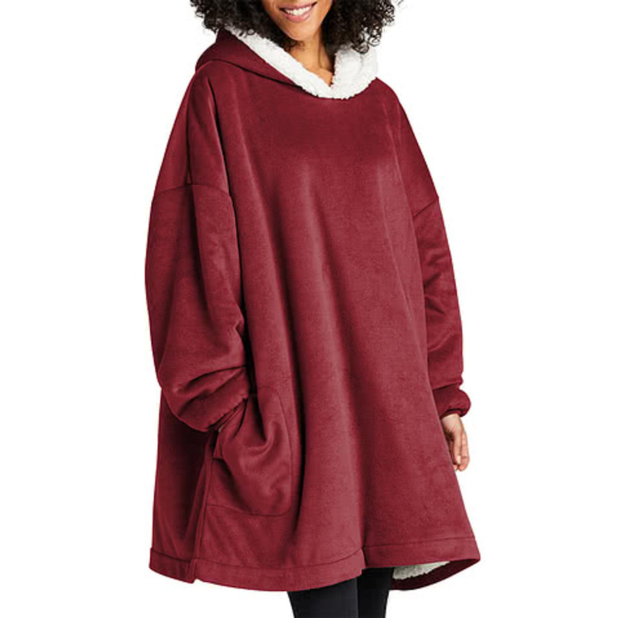 Port Authority Mountain Lodge Wearable Fleece Blanket in Hearth Grey