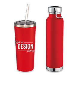 22 oz. Thor Copper Vacuum Insulated Drinkware Gift Set - Color: Red