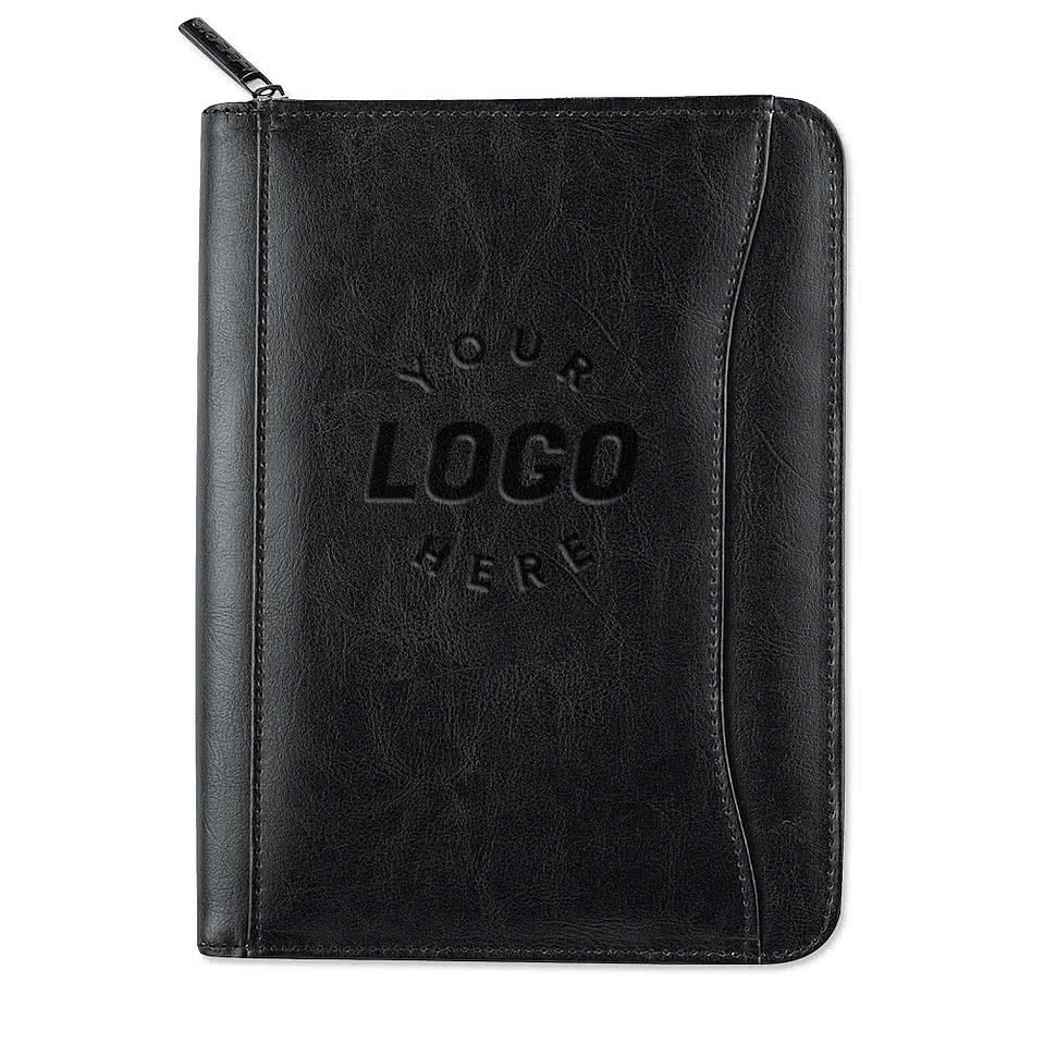 Debossed Renaissance Jr. Leather Zippered Padfolio