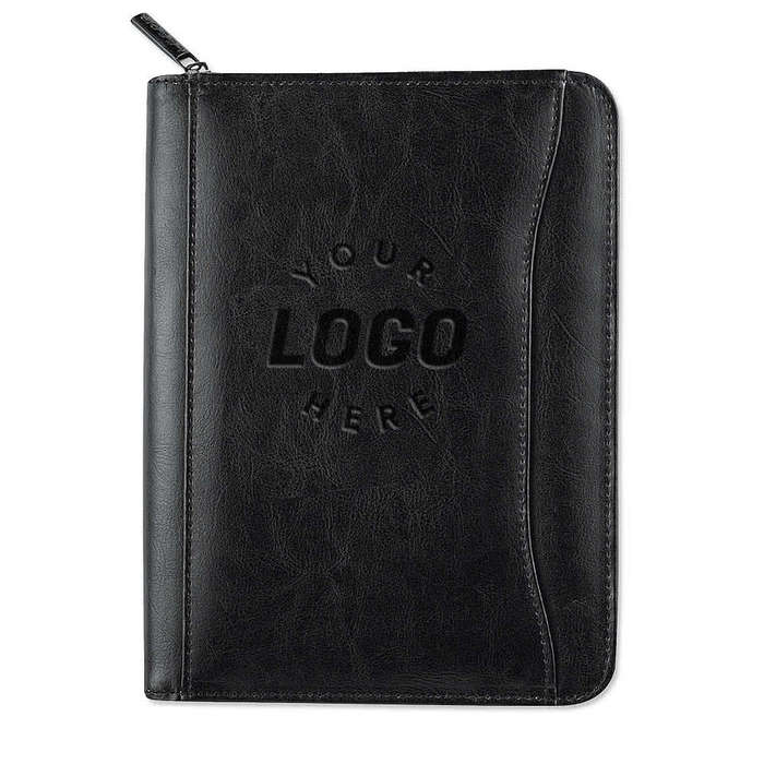 Debossed Renaissance Jr. Leather Zippered Padfolio