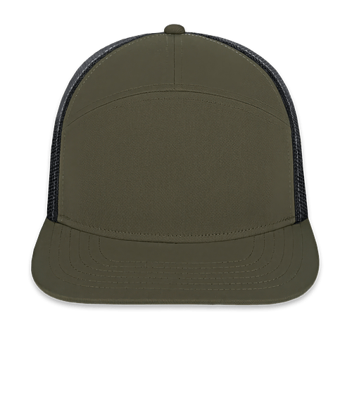 Blue Generation Seven Panel Snapback Trucker Hat -  Printed in Loden/Black