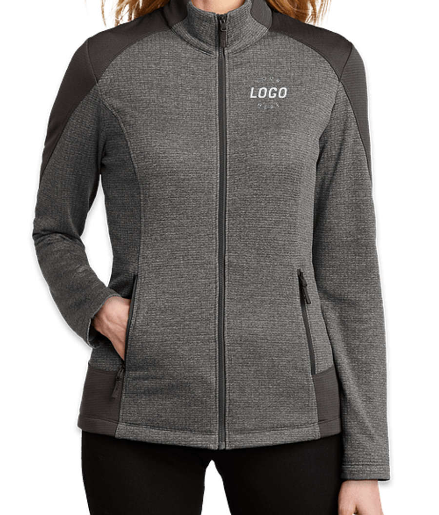 Port Authority Women's Full Zip Grid Tech Fleece Jacket in Grey Smoke Heather/ Grey Smoke