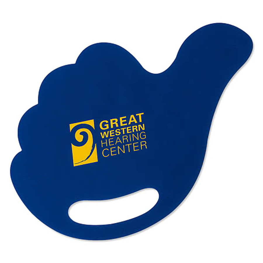 Thumbs Up Plastic Hand Fan with Handle in White