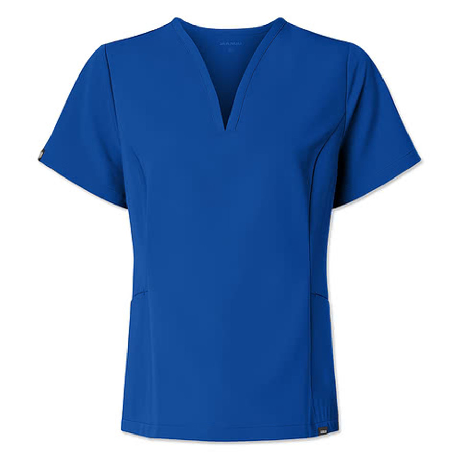 Jaanuu Women's Calix Fit & Flare V-Neck Scrub Top - Embroidered in Carbon Grey